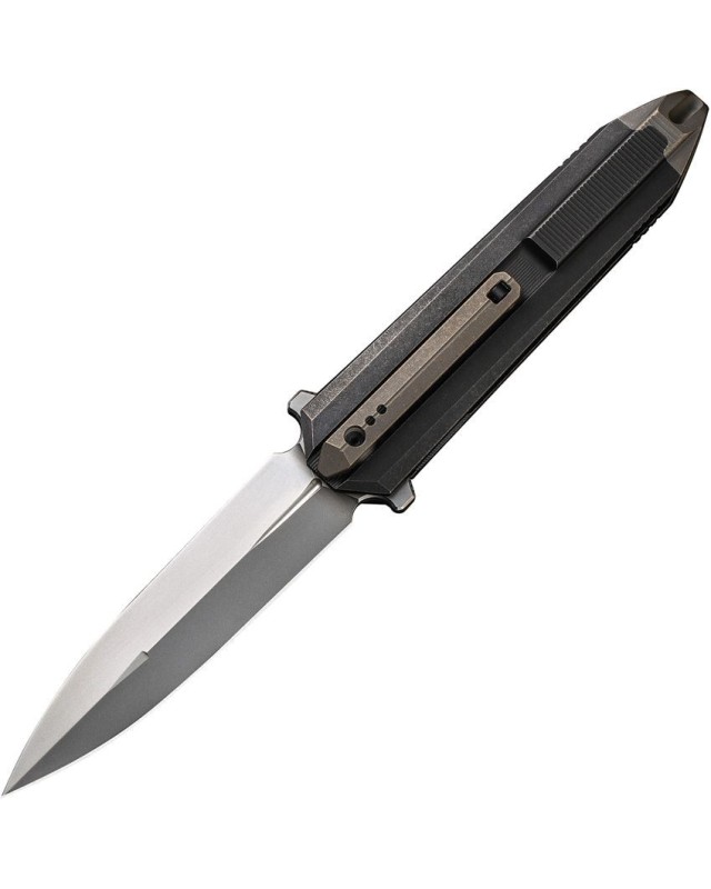 Diatomic symmetrical blade CPM-20CV premium steel Framelock Bronze Titanium Handle swiss legal