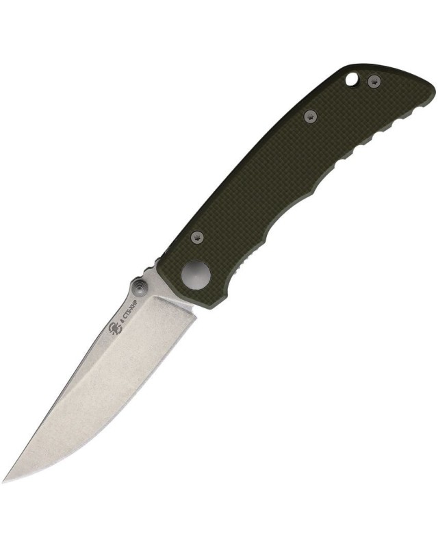 Talos Linerlock CTS-XHP steel Stonewash finish Green G10 handle